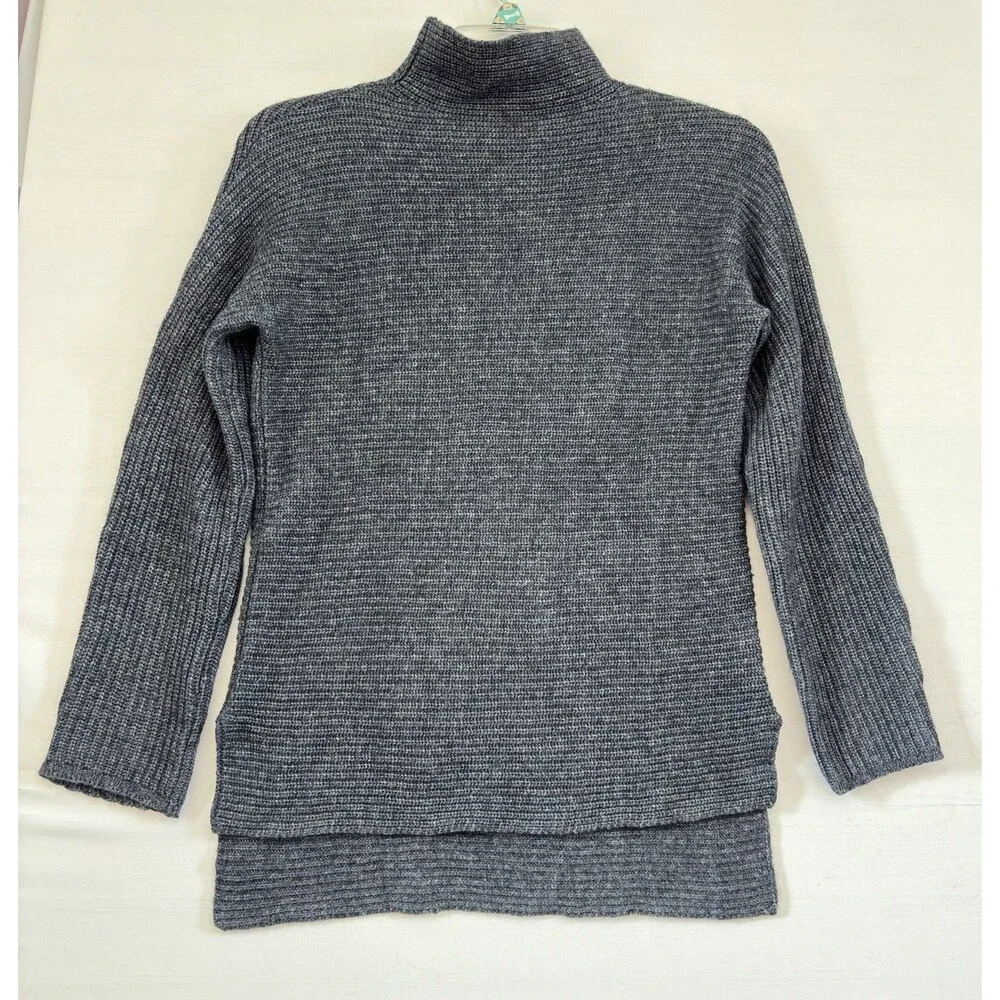 Bartolini Womens‎ Mock Neck Sweater Blue Gray Cashmere Wool Blend Italy Small